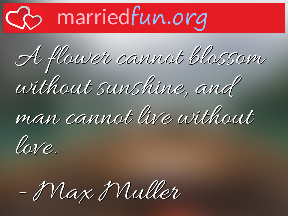Max Muller Quote - A flower cannot blossom without sunshine, and man ... 